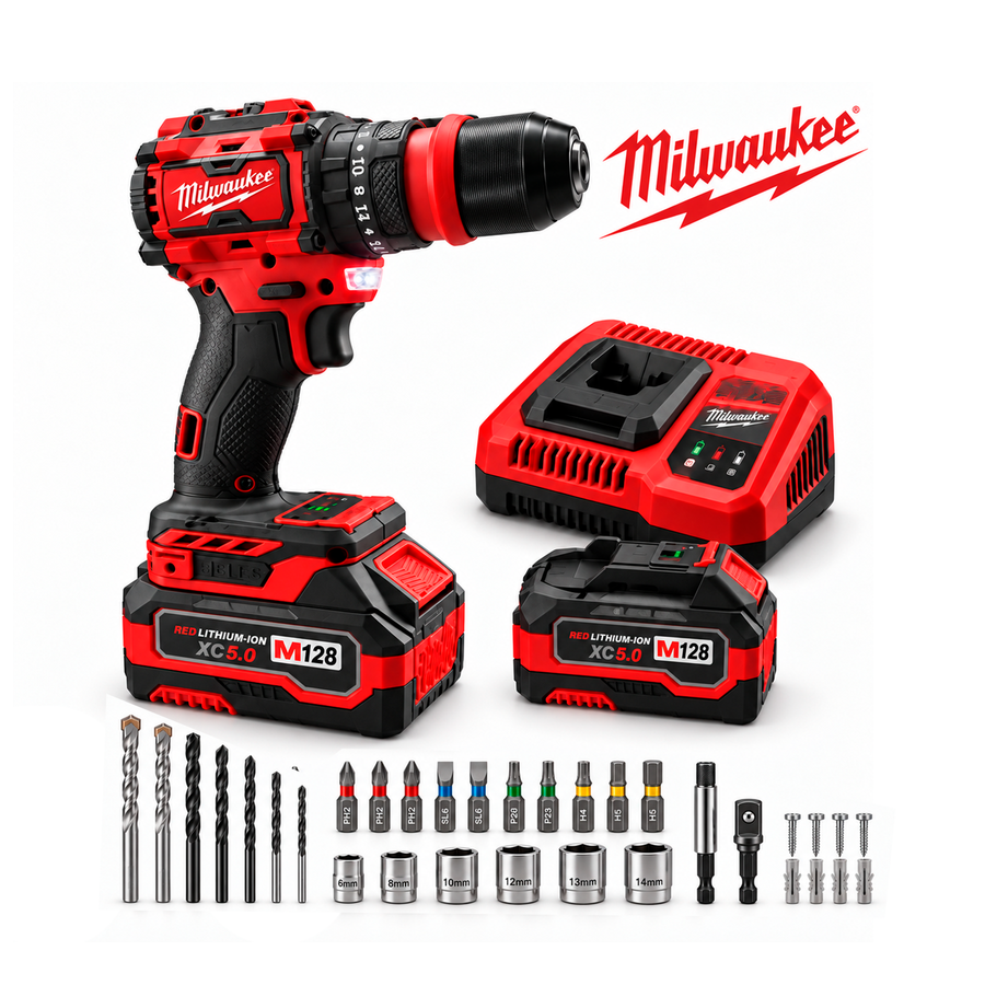 TALADRO 128V MILLWAUKEE BRUSHELESS+COPAS